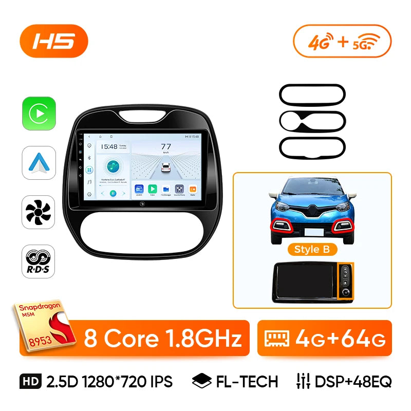 Ainavi Android 13 Car Radio For Renault Captur CLIO Samsung QM3 2014 - 2020 Kaptur Car Multimedia Wireless Carplay Android Auto CM World