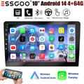 ESSGOO 10.1" Android 14 Carplay Car GPS Radio Stereo Double 2Din Head Unit FM SWC Bluetooth 4+64GB IPS Split Touch Screen WiFi CM World