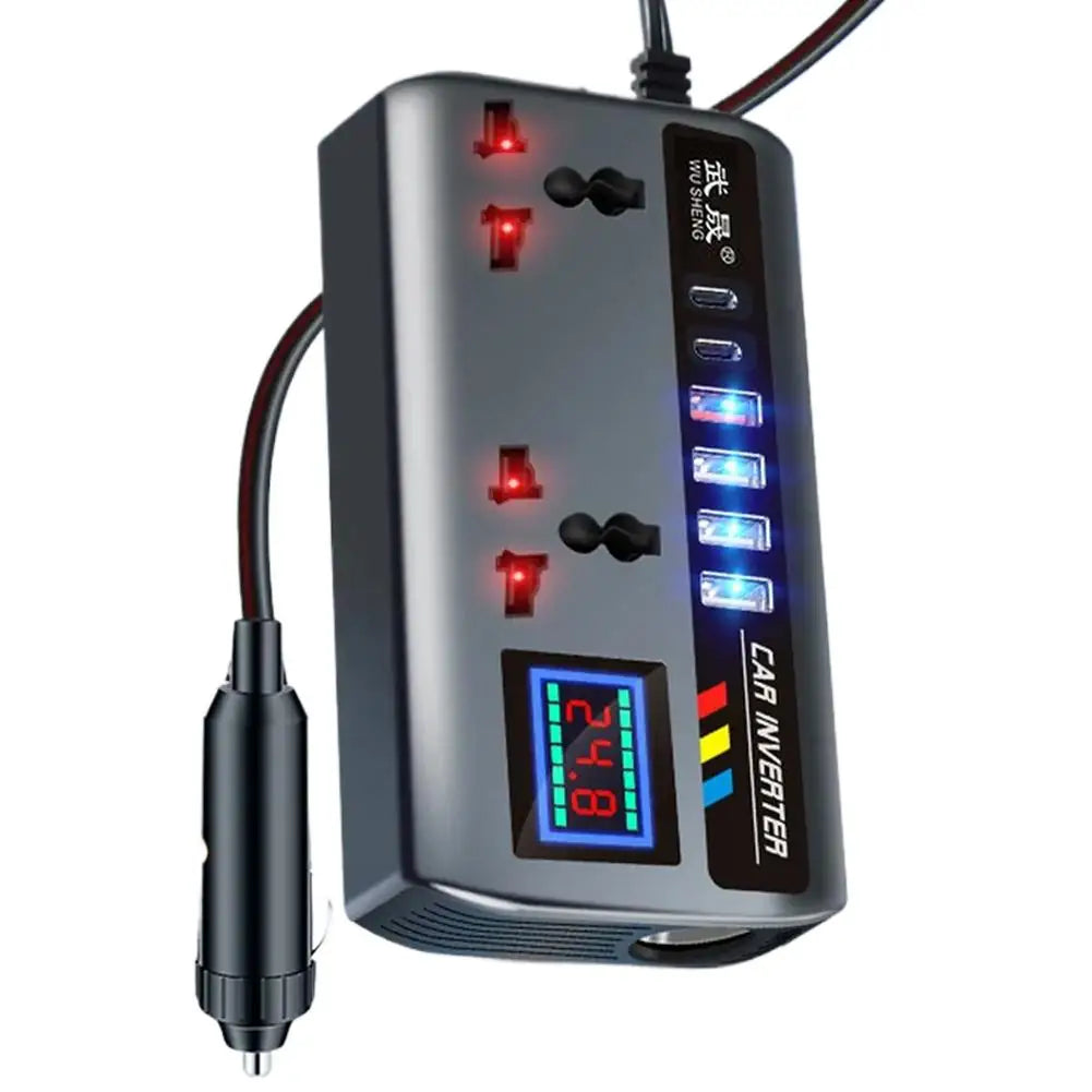 Portable Car Inverter Converter Fast Charging Ports Automotive Charger 12V/24V To 220V Inverter 3 USB Ports Vehicle Accessories CM World