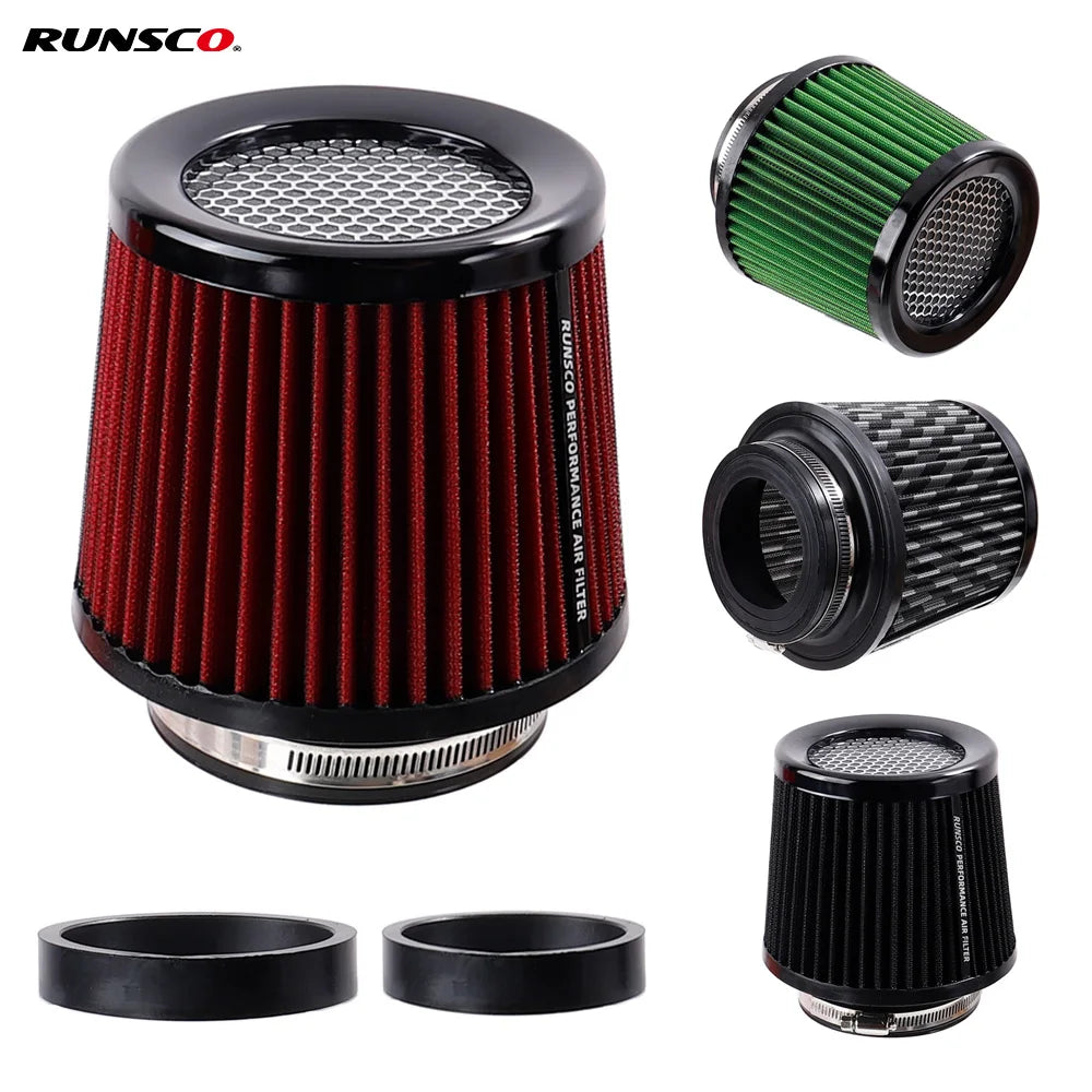 76MM 89MM 101MM High Flow Cold Cone Air Intake Filter 2.5inch 3inch 3.5inch Universal Car Air Filter Modification for Race Car CM World
