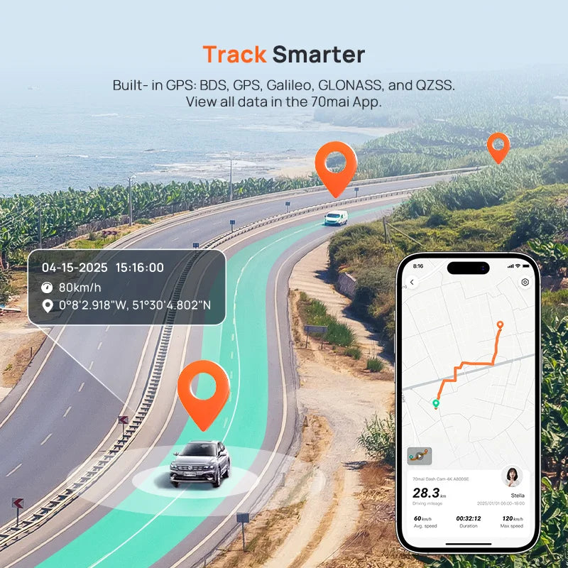 70mai 4K Dash Cam A800SE Upgraded Version of 70mai A800S Voice Control Supercapatior GPS ADAS Car DVR 70mai A800SE UHD Wifi 6 Car Mobile World