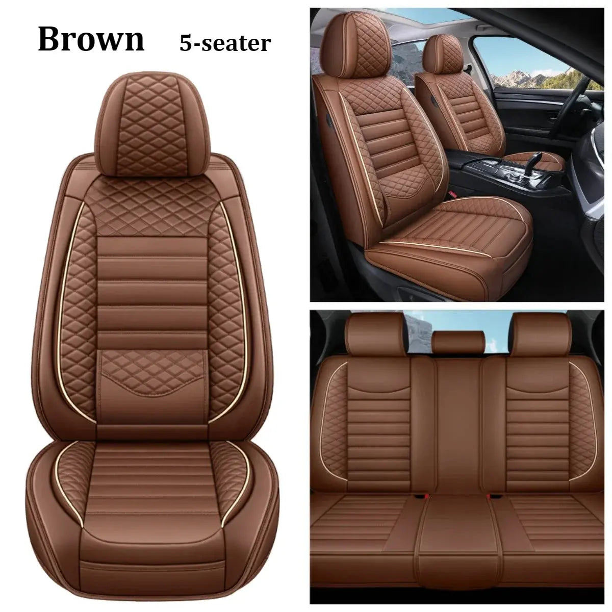 Luxurious PU leather car seat cover, 3D wing & fixed lumbar support - Soft, comfortable and durable, suitable for most Car CM World