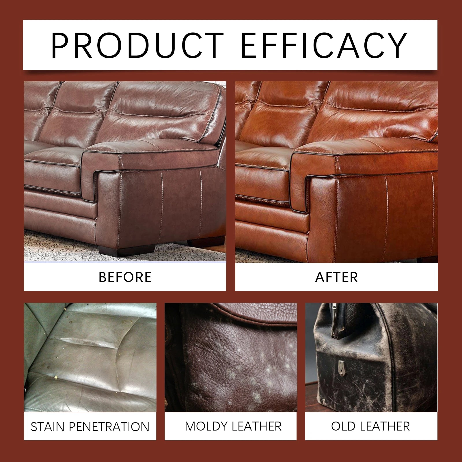 Leather Cleaner Conditioner Kit  Care Set Deep Spray Nourishing Cream Restores Softness Shine Prevents Cracking Includes Sponge CM World