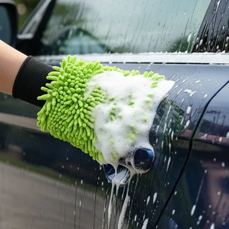 1/2PCS Microfiber Car Wash Gloves Super Soft Scratch Free Wash Mitts for Auto Detailing Cleaning Drying Glass Window Polishing CM World