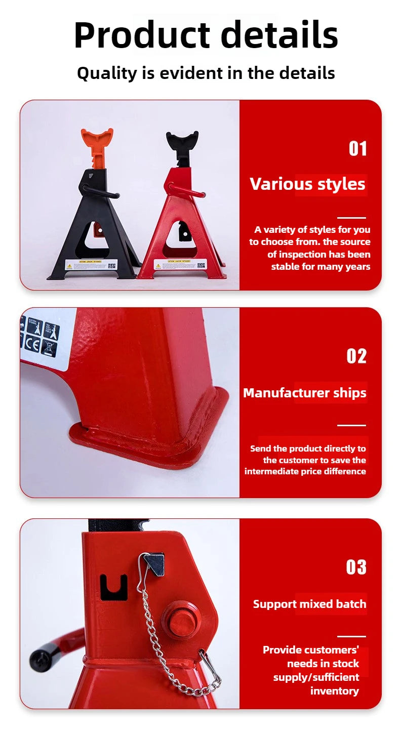 Heavy Duty 3 Ton 2 Ton Lifting Jack Axle Stands for Car Van Caravan Garage Workshop Steel Robust Construction Support Lift
