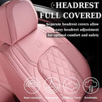 Pink Leather Car Seat Covers Full Set, Universal Waterproof Protector for Most Cars CM World
