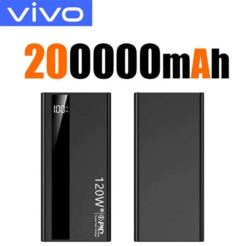VIVO 500000mAh High Capacity Power Bank 120W Super Fast Charging External Battery Portable Battery Charger For iPhone Samsung