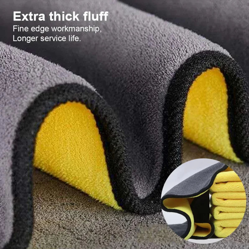 Car Wash Towels Cleaning Cloth Absorbent Dry Cloth General Purpose Microfiber Towel Thickened Yellow 30/40/60cm CM World