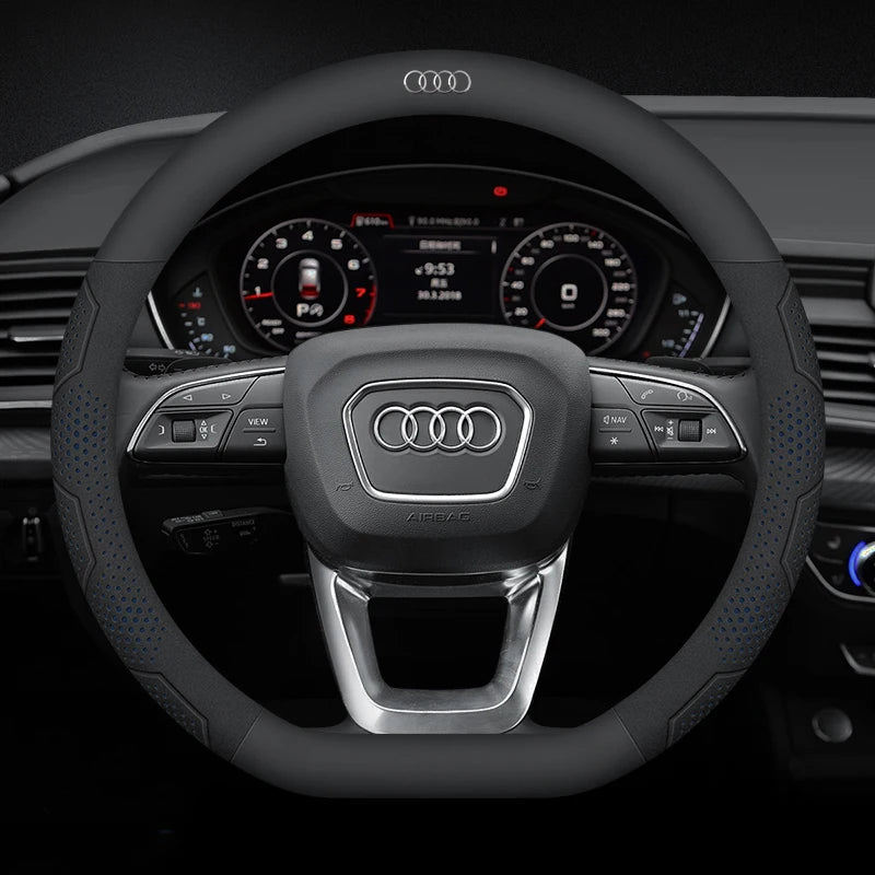 Carbon Fiber Steering Wheel Cover Anti-Slip for Audi SQ5 RSQ5 S3 S4 S5 S6 RS3 RS4 RS5 Q2 Q3 Q5 Q7 Q8 TT A1 A3 A4 A5 A6 A7 A8 CM World