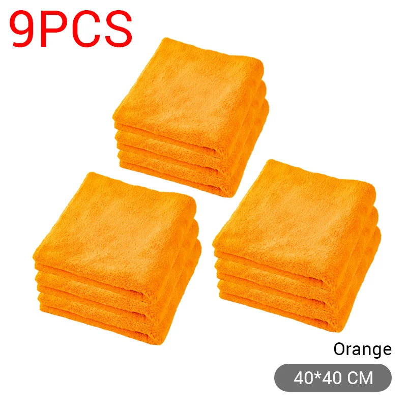 SEAMETAL 600GSM Car Thicken Cleaning Cloth Professional Cleaning Car Wiping Microfiber Towel Car Wash Rag 40x40cm 1/2/6/9 Packs