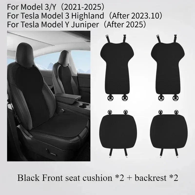 Ice Silk Seat Cushion for Tesla Model 3 Y Juniper 2025 Breathable Mat Seat Cover Cushion Replacement Pad Summer Car Accessories Car Mobile World