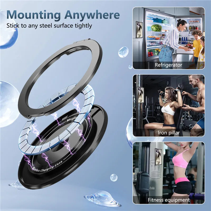 Rotating Magnetic Bracket Case For Samsung Galaxy S26 Ultra S26 Plus S26 Ring Stand Holder Transparent For Magsafe Cover