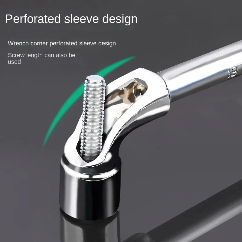 7Pcs  L Type Angled Socket Wrench Spanner With Thru Hole Car Ratchet Wrench Car Repair Pipe Socket Key Wrench Tool Set CM World