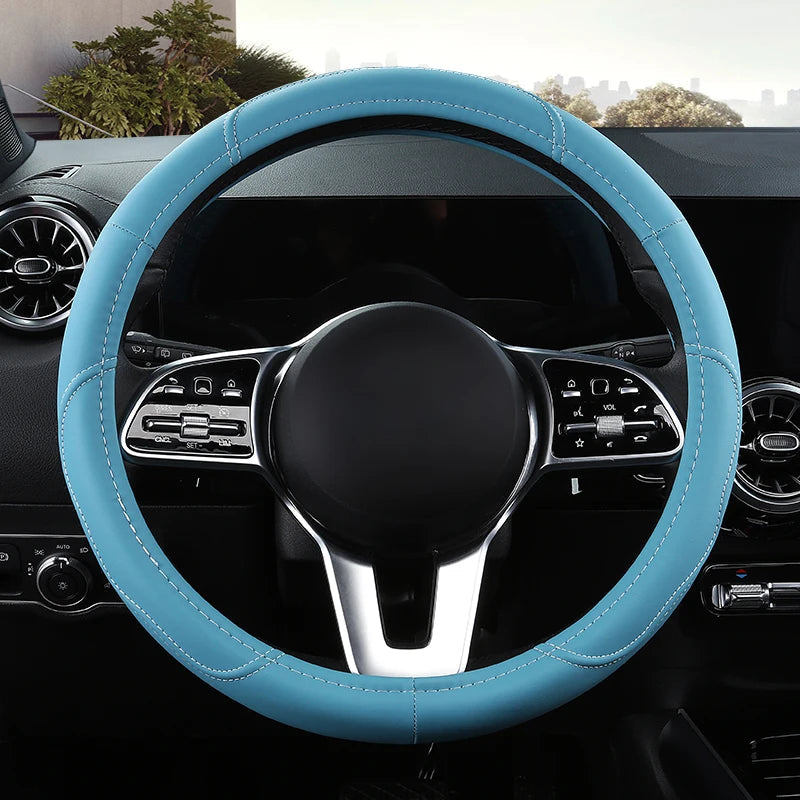 Motoptes Car Anti-Slip Leather Steering wheel Cover Universal car Steering Wheel Protective Cover Fashion Style 38cm Pink CM World