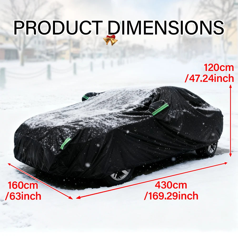 190T Thermal SUV Four-Door Full-Cover Car Cover Winter Snow and Frost Resistant Side Zipper Design Black Universal Fit CM World