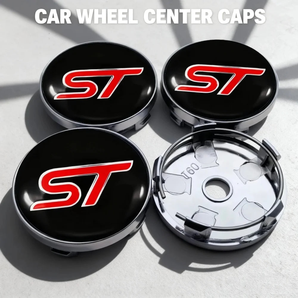 4PCS 56mm 60mm ST Line Car Wheel Center Hub Cap Sticker For Focus Fiesta Mondeo Kuga Ranger Mustang Puma S-Max