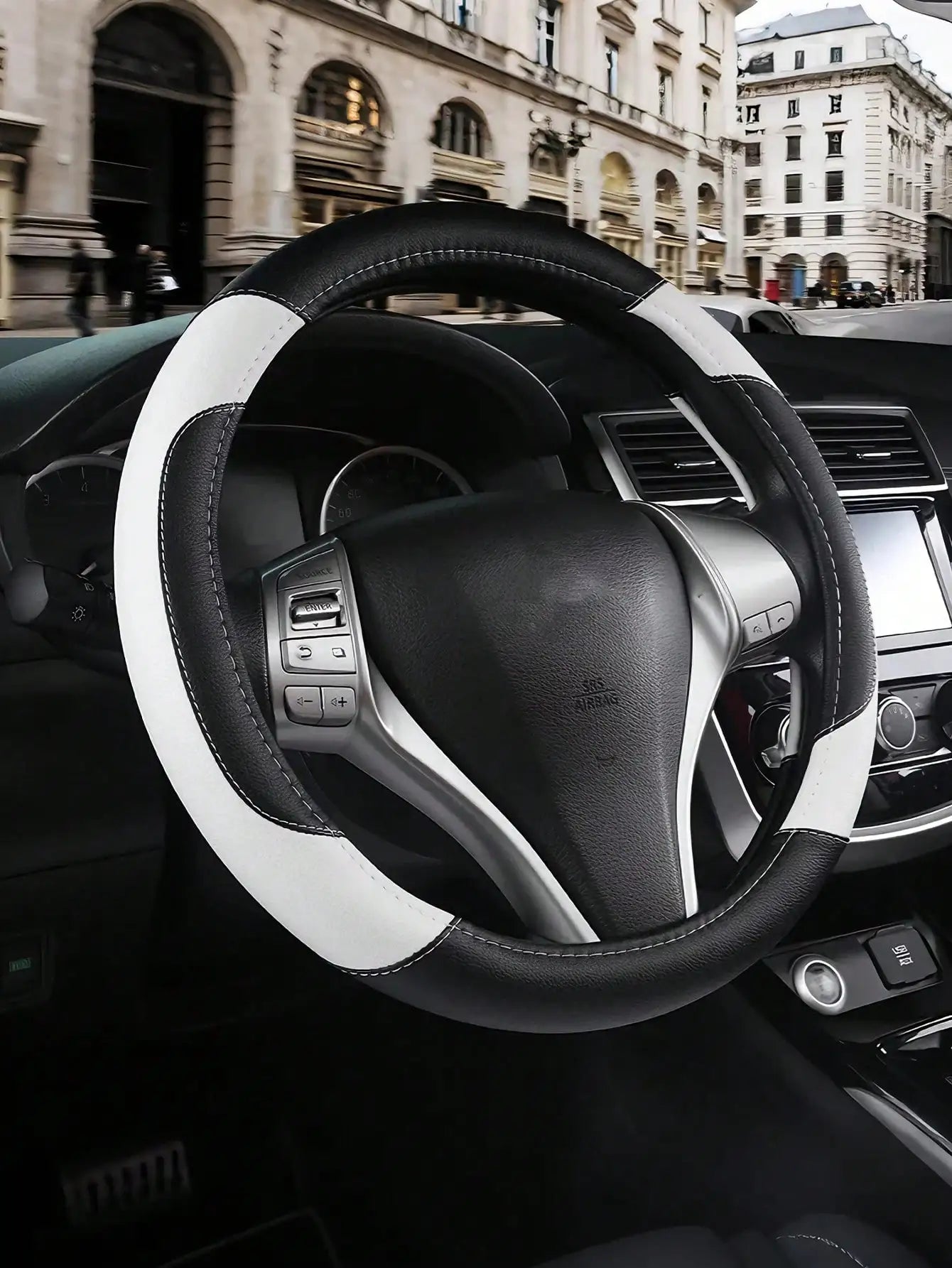 PU Leather Car Steering Wheel Cover - Breathable Microfiber, Anti-Slip & Wear-Resistant, Universal Fit for 37-38cm Wheels CM World