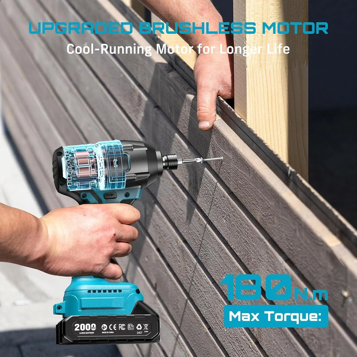 Seesii S531 Cordless Impact Driver Kit 21V Max Torque 1590 In-lbs(180 N.m) Impact Driver Set with Two 2.0 Ah Batteries 1/4" Hex Chuck Power Impact Driver w/ 20 Pcs Drill Bits 0-2500 RPM Variable Speed