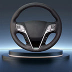Car Accessories Black Wear Resistant Hand-Stitched Microfiber Leather Car Steering Wheel Cover For Hyundai Santa Fe Grand IX45