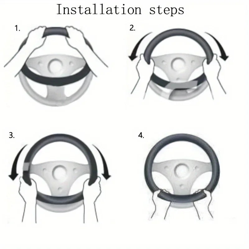 Car Steering Wheel Cover 38cm Non-Slip Suede Leather Ultra-thin D-shaped Round Sweat-absorbent For All Season Auto Accessories CM World