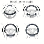 Car Steering Wheel Cover 38cm Non-Slip Suede Leather Ultra-thin D-shaped Round Sweat-absorbent For All Season Auto Accessories CM World