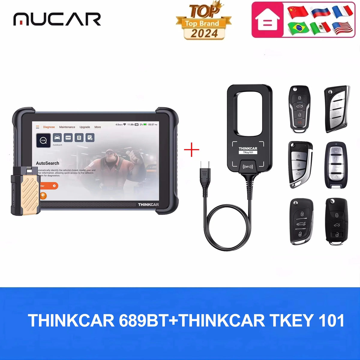 THINKCAR Thinkscan 689BT Diagnostic Tools Full System Automotive Scanner Lifetime Free Support ECU Coding CANFD DOIP Scan Tools