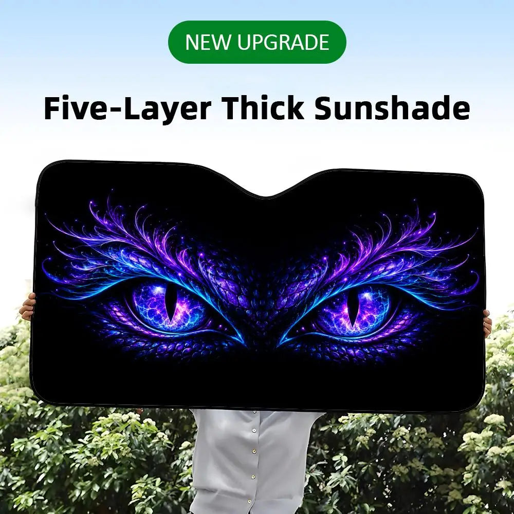 Cool Neon Light eyes Sun Visor Foldable Universal Car Windshield Sun Shade UV Protection Heat Insulation Foldable Cover