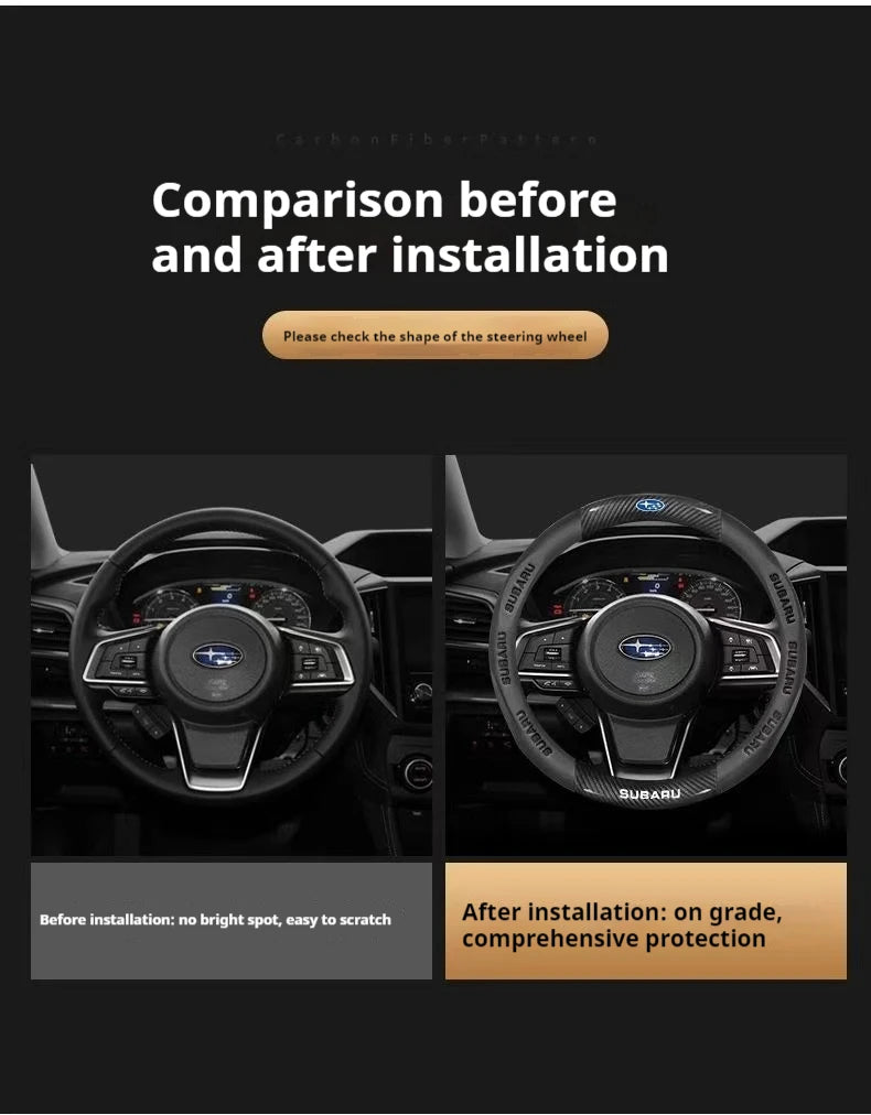 For Subaru Brz Wrx Xv Ascent Forester Outback Impreza Legacy Car AntiSlip Carbon Fiber Leather Ultrathin Steering Wheel Cover CM World