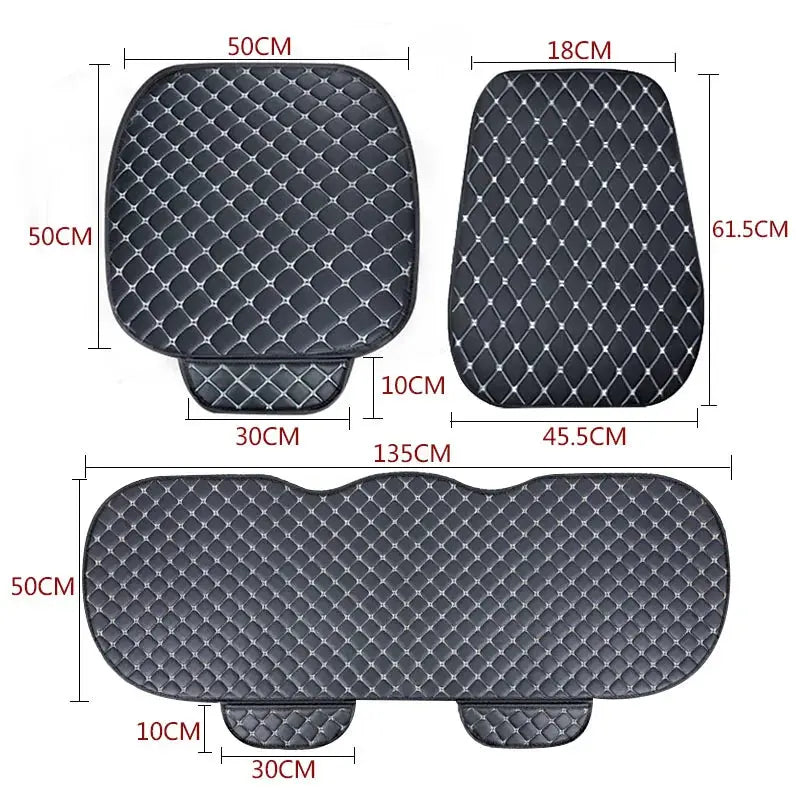 SEAMETAL PU Leather Car Seat Cover Front Rear Auto Chair Protector Backrest Waterproof Cushions Four Season for Car Accessories Car Mobile World