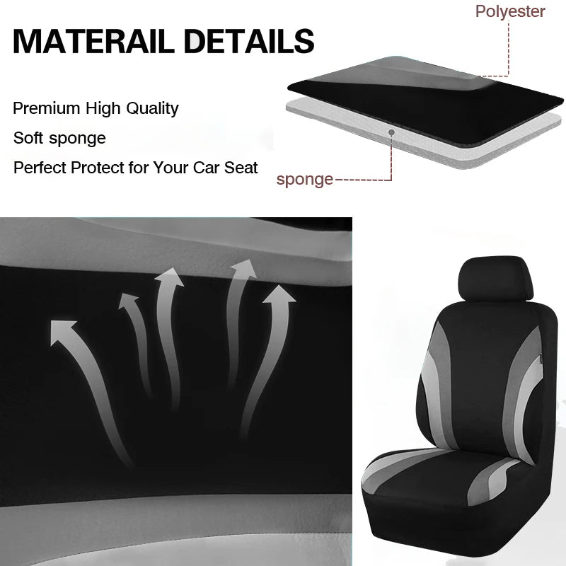 Polyester Fabric Car Seat Covers Rear Seat Backest With 3 Zipper Can Split Universal Size Seat Covers Fit For Most Car SUV Truck