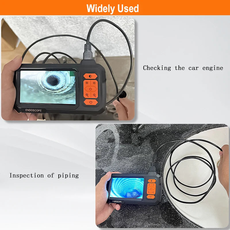 Endoscope Camera 4.3 Inch Screen Replaceable 1-100 Meter Rigid Cable HD1080P 8MM Lens Pipe Inspection USB Borescope LED 2600mAh CM World
