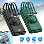 20000mAh Wireless Power Bank Fast Charging Built-in Quad Power Cable Mobile Phone Charger For Iphone 13 14 15 Xiaomi Samsung Car Mobile World