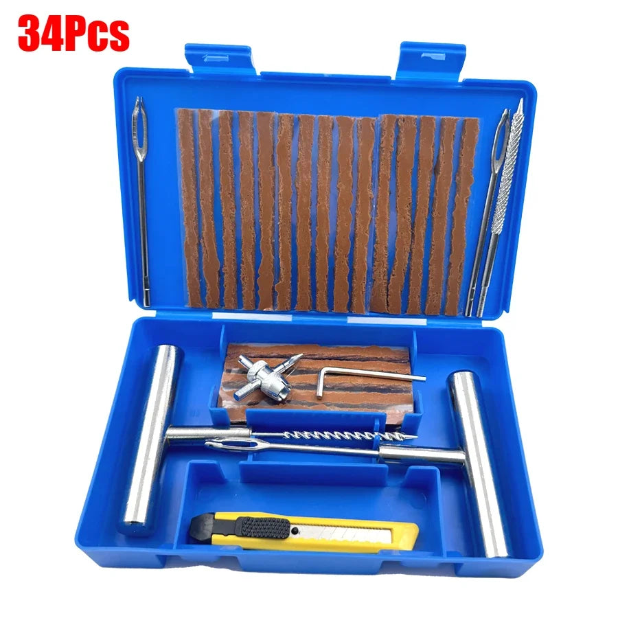 Auto Tire Repair Set Puncture Repair Tools Car Van Motorcycle Bike Emergency Heavy Duty Tubeless Tire Repair Rivet Set