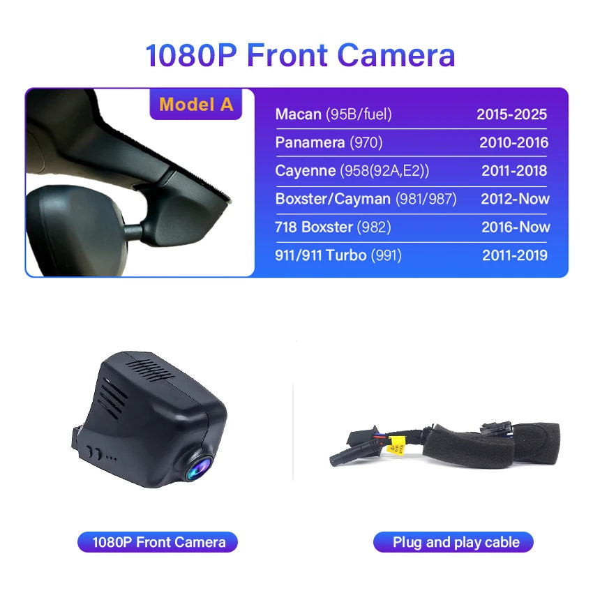 4K Plug And Play Easy Installation Wifi Car DVR Dash Cam For Porsche Cayenne/Macan/911/Taycan/Panamera/718 Boxster & Cayman Car Mobile World
