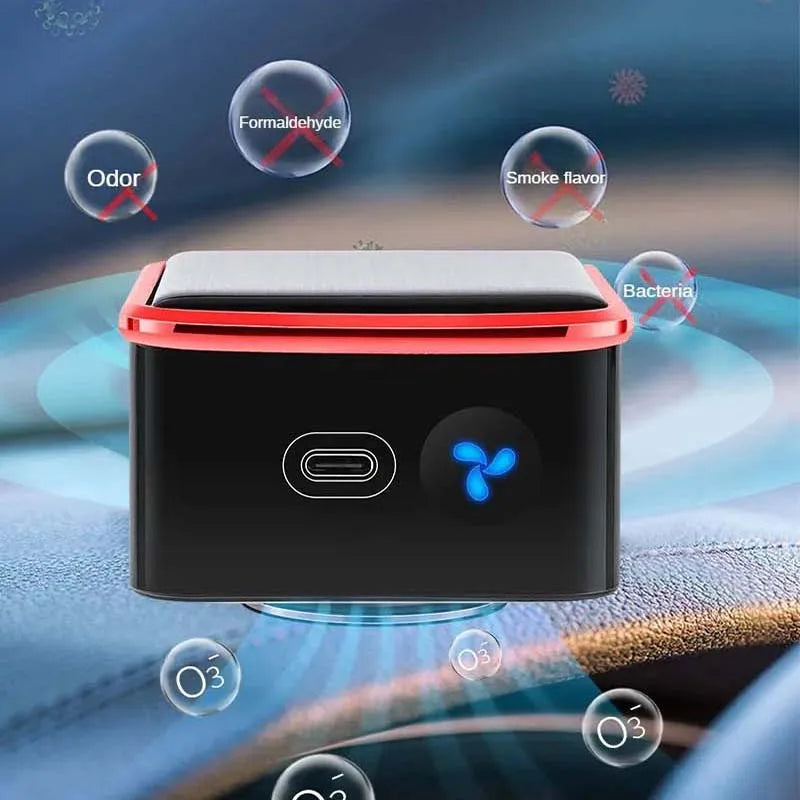 Solar Mini Electric Ozone Generator Energy Car Air Purifier With Odor Smoke Removal Smoke Formaldehyde Deodorization Features CM World