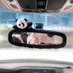 5PCS/Set Panda Plush Steering Wheel Cover for Winter Warm Non-Slip Handle & Gear Shift Cover for Women Car Interior Accessories CM World