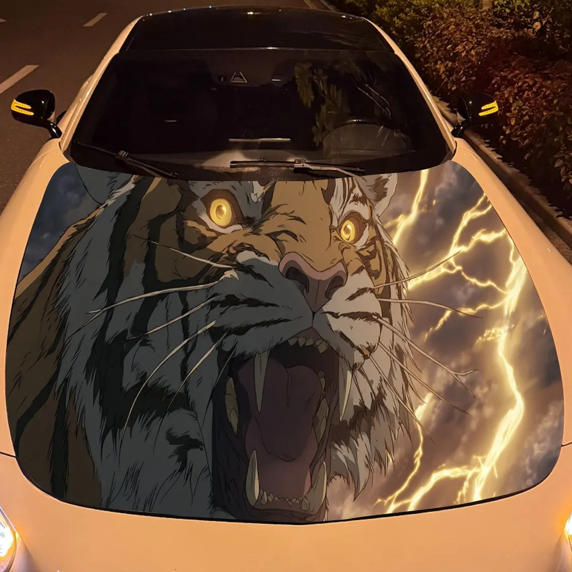 Intense Thunder Tiger Car Hood Stickers - Self-Adhesive, Waterproof and Durable Vinyl Wrap, Decorate And Protect Your Car, Fit F