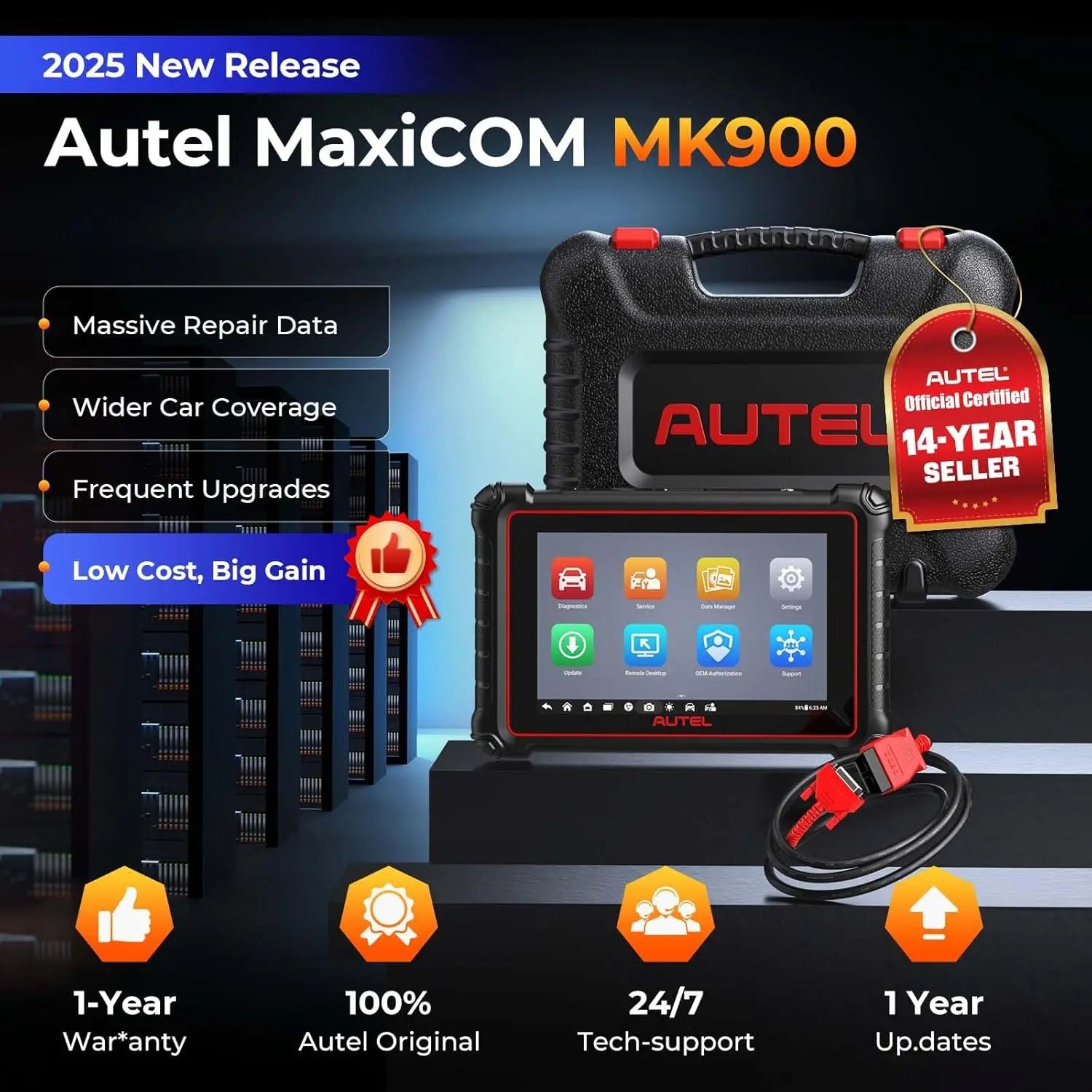 Autel Scanner MaxiCOM MK900 MX900 Bidirectional Diagnostic Tool as MK900BT Pro CAN-FD&DOIP Automotive Diagnostic Scanner FCA CM World