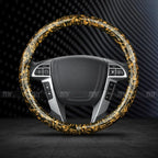 O/D Type Car Steering Wheel Cover Washable Flower Carbon Fiber Texture Auto Accessories for 37-38cm Steering Wheels