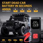 POWNYM Car Jump Starter, 12V Auto Battery Booster, Up to 5.0L Gas/4.0L Diesel Engines, Portable Power Bank with Dual USB Ports