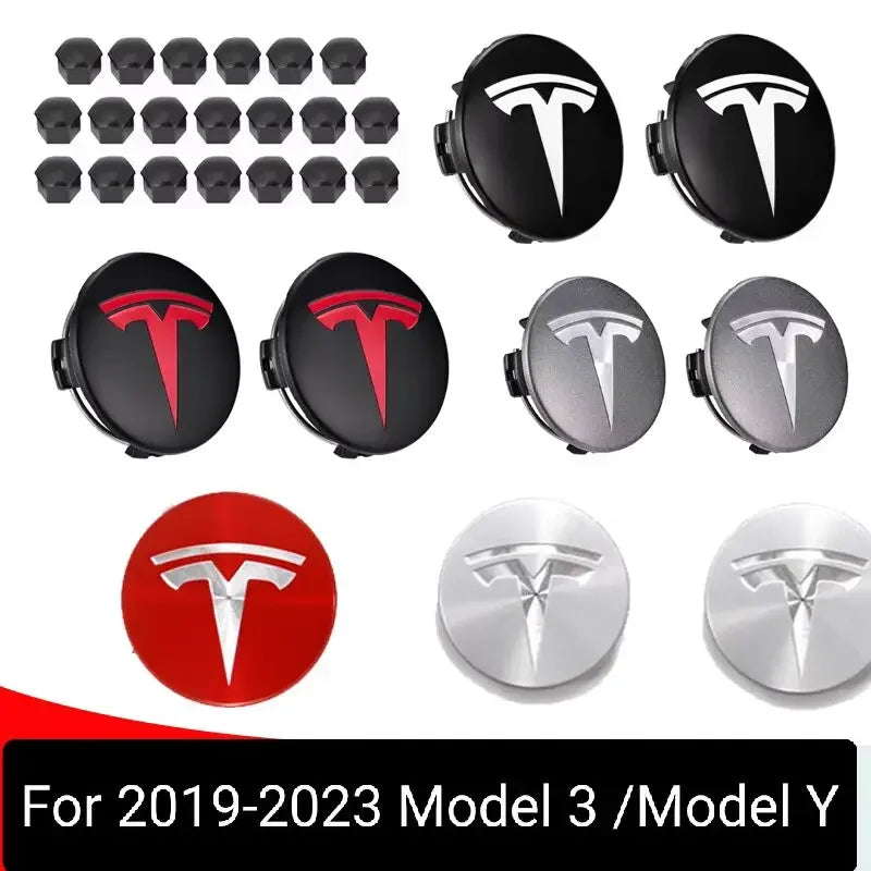 56/57MM 4PCS 29PCS for Tesla Model Y Model 3 S/X Dust-proof Cover Wheel Car Wheel Hubcap Center and Tire Cap Screw Accessories
