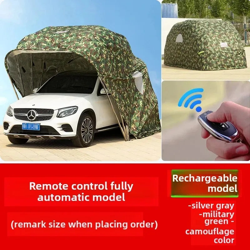 Any Size Custom Fully Automatic Folding Carport Waterproof Sunshade Mobile Garage Outdoor Parking Shelter Durable Oxford Fabric
