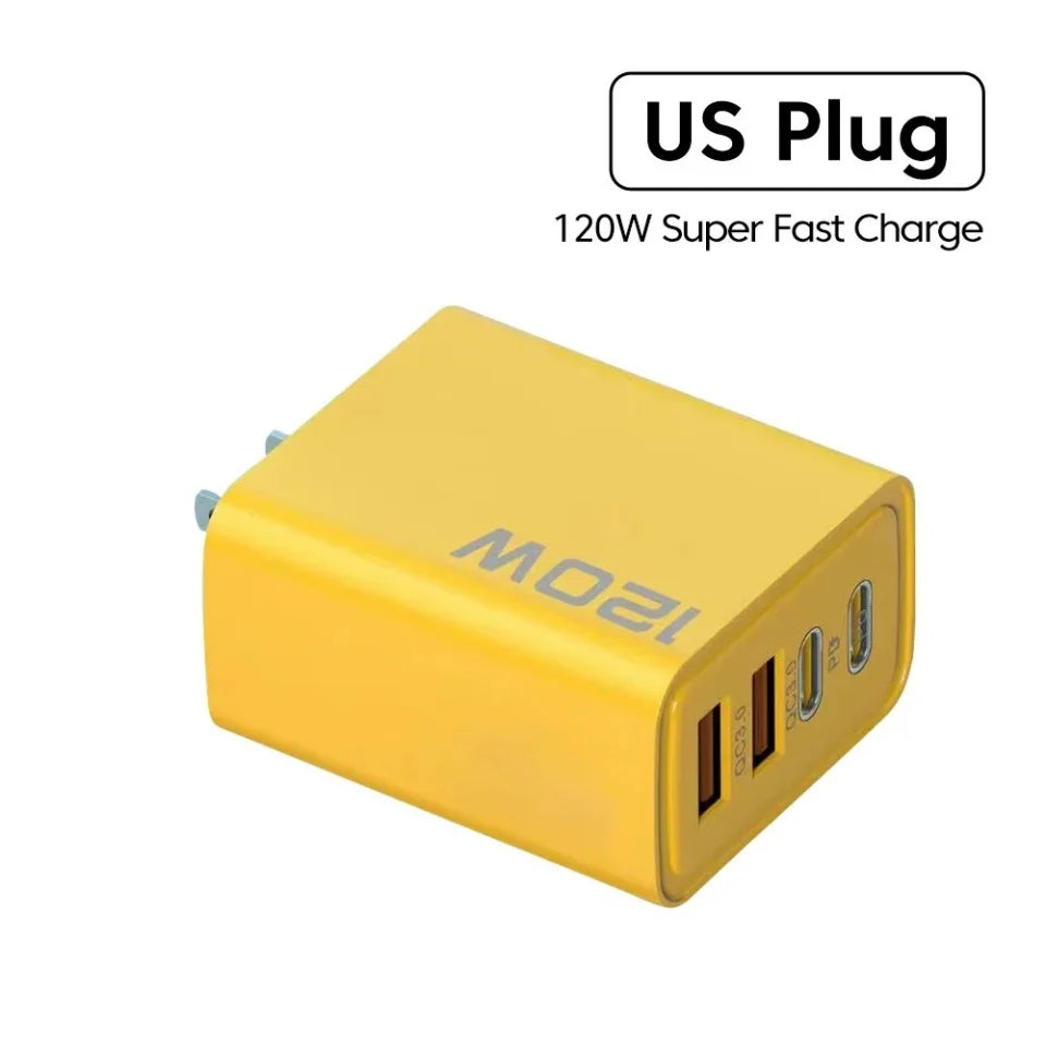 120W Fast Charger USB Type C Cable Fast Charging Phone Power Adapter For iPhone Xiaomi Samsung Quick Charge Wall Charger