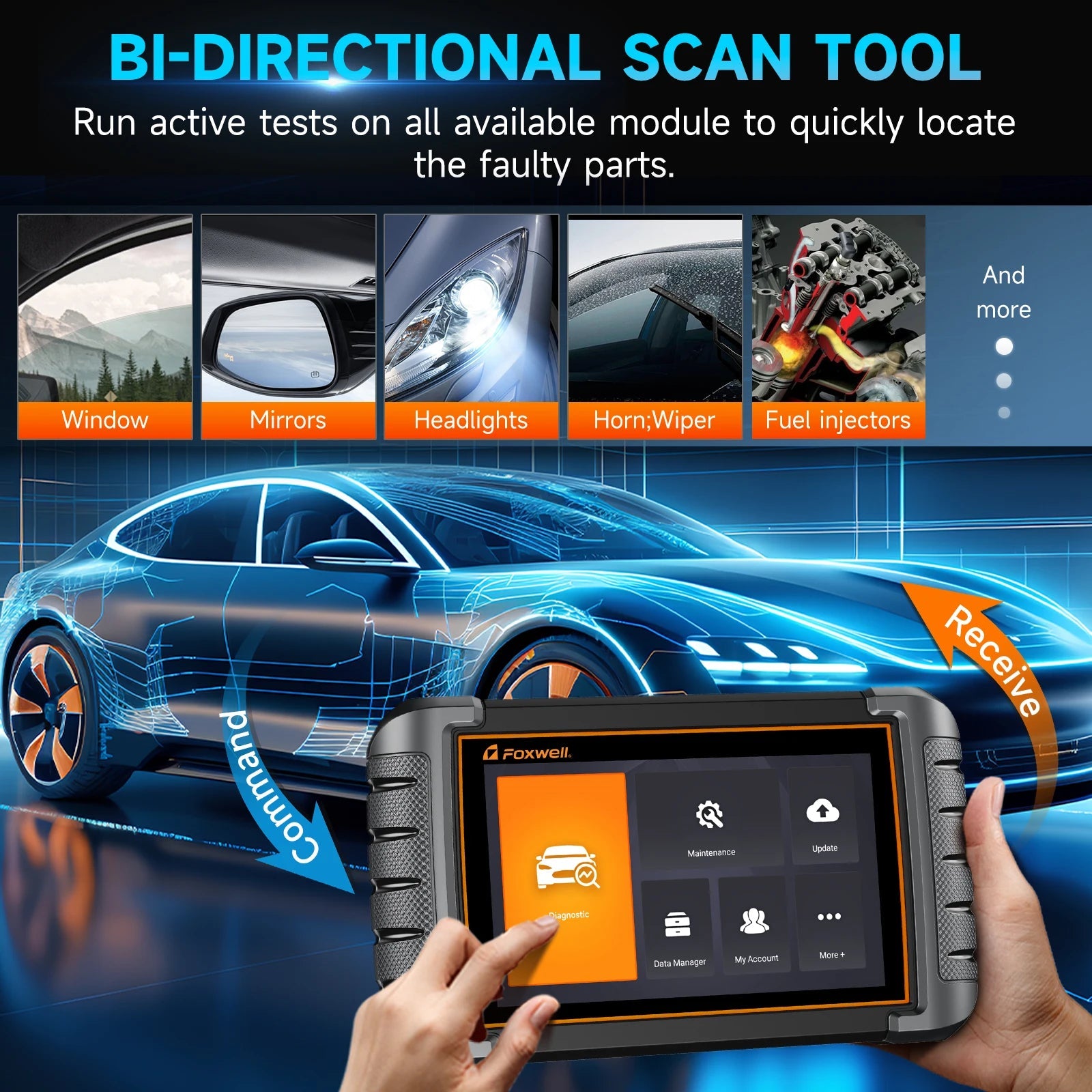 All System Bidirectional Active Test 30+ Reset 3 Years Free Update Car Diagnostic Code Reader Foxwell NT809 OBD2 Scanner Car Mobile World