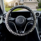 High-End Leopard-Print Leather Car Steering Wheel Cover New Model Embedded Diamonds Interior Car Seat Covers Best-Selling