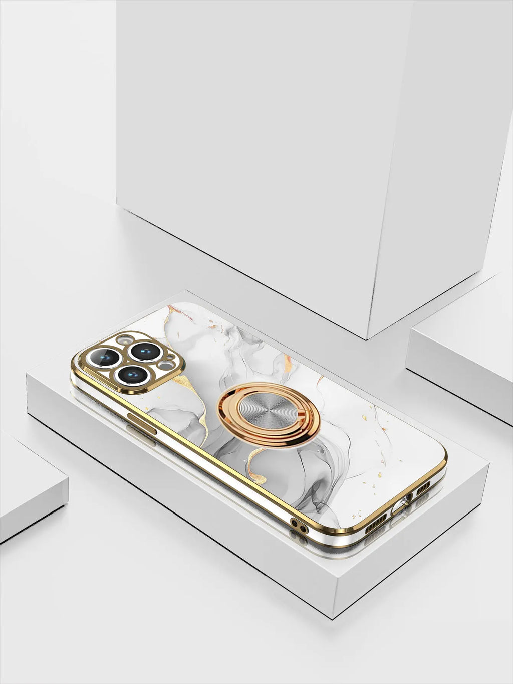 Luxury Plating Marble Pattern Ring Holder Phone Case For iPhone 17 16 15 14 Plus 13 12 Mini 11 Pro Max X XS XR 7 8 SE Back Cover