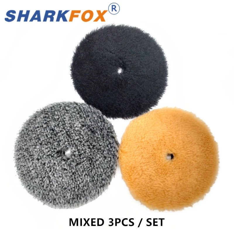 Sharkfox 5/6Inch High Density Lambs Woollen Polish buffing Pad Wool Polishing Pad for Car Polisher Wool Pad