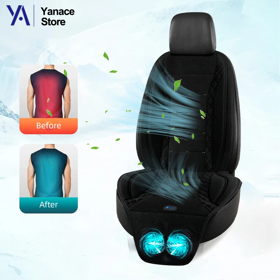 Car Ventilated Seat Cover, Universal Fit Cushion, Cool & Heating 2-in-1,Breathable Comfortable Cool Down Pad for Summer