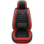 Black & White Faux Leather Car Seat Covers - Universal Fit, Lumbar Support, Waterproof, Anti-Slip, Durable for Cars, SUVs, Truck CM World