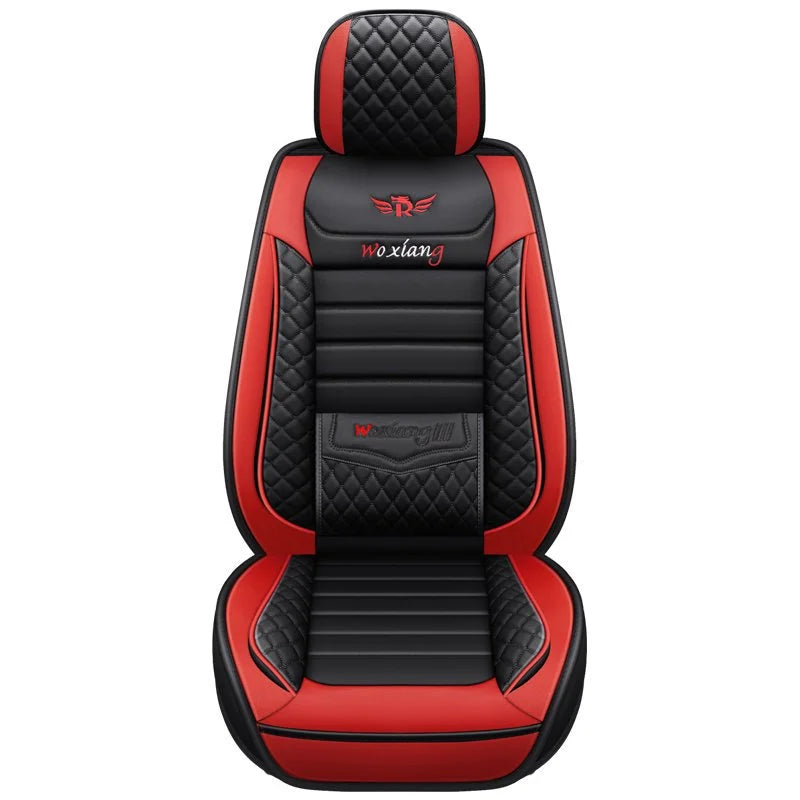 Black & White Faux Leather Car Seat Covers - Universal Fit, Lumbar Support, Waterproof, Anti-Slip, Durable for Cars, SUVs, Truck CM World